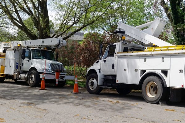 Utility Trucks on Job